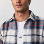 Big Plaid Flannel Shirt // Navy Blue + White + Orange (2XL)