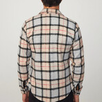Big Plaid Flannel Shirt // Beige + Black + Red + Gray (L)