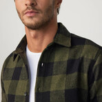 Checkered Flannel Shirt // Black + Green (S)