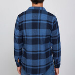 Big Plaid Flannel Shirt // Blue + Black (M)