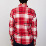 Big Plaid Flannel Shirt // Red + White + Black (XL)