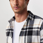 Big Plaid Flannel Shirt // White + Black + Brown (XL)