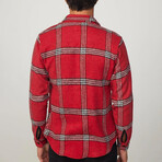 Big Windowpane Plaid Flannel Shirt // Red + White + Black (M)
