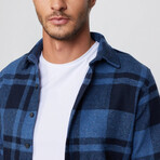 Big Plaid Flannel Shirt // Blue + Black (M)