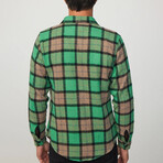 Big Plaid Flannel Shirt // Green + Beige + Black + Blue (M)