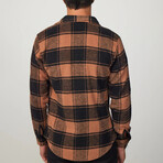 Big Checkered Flannel Shirt // Black + Orange (M)