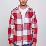 Windowpane Plaid Flannel Shirt // White + Black + Blue + Red (XL)