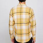 Plaid Flannel Shirt // Yellow + White + Black (L)