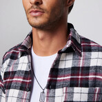 Single Pocket Plaid Flannel Shirt // White + Black + Red (M)