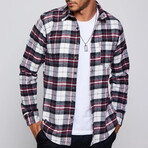 Single Pocket Plaid Flannel Shirt // White + Black + Red (M)