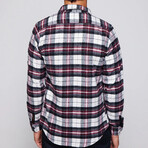 Single Pocket Plaid Flannel Shirt // White + Black + Red (M)