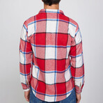 Windowpane Plaid Flannel Shirt // White + Black + Blue + Red (XL)