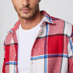 Windowpane Plaid Flannel Shirt // White + Black + Blue + Red (XL)