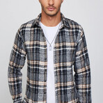 Big Plaid Flannel Shirt // White + Black + Yellow (M)