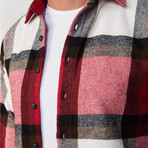 Big Windowpane Plaid Flannel Shirt // White + Black + Brown + Red (XS)
