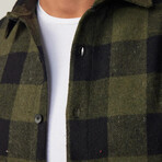 Checkered Flannel Shirt // Black + Green (S)