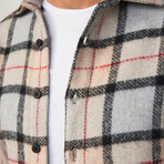 Big Plaid Flannel Shirt // Beige + Black + Red + Gray (L)