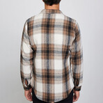 Plaid Flannel Shirt // White + Navy Blue + Brown (XL)