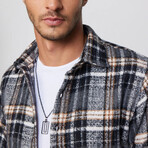 Big Plaid Flannel Shirt // White + Black + Yellow (M)