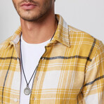 Plaid Flannel Shirt // Yellow + White + Black (L)
