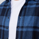 Big Plaid Flannel Shirt // Blue + Black (M)