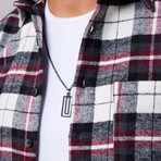 Single Pocket Plaid Flannel Shirt // White + Black + Red (M)