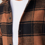 Big Checkered Flannel Shirt // Black + Orange (M)