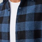 Checkered Flannel Shirt // Black + Blue (M)