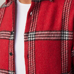 Big Windowpane Plaid Flannel Shirt // Red + White + Black (M)