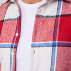 Windowpane Plaid Flannel Shirt // White + Black + Blue + Red (XL)