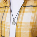 Plaid Flannel Shirt // Yellow + White + Black (L)