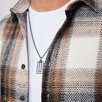 Plaid Flannel Shirt // White + Navy Blue + Brown (XL)