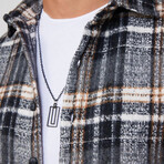 Big Plaid Flannel Shirt // White + Black + Yellow (M)