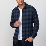 Small Plaid Flannel Shirt // Blue + Black (M)