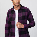 Big Checkered Flannel  Shirt // Purple + Black (M)