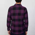 Big Checkered Flannel  Shirt // Purple + Black (M)