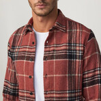 Big Plaid Flannel Shirt // Light Brown + Black + White (XS)