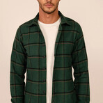 Big Windopane Flannel Shirt // Green + Yellow + Black (L)