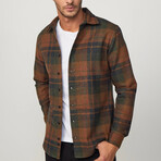 Big Plaid Flannel Shirt // Orange + Blue + Green (M)