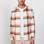 Big Windopane Flannel Shirt // Beige + Burgundy + Red (XS)