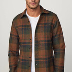 Big Plaid Flannel Shirt // Orange + Blue + Green (M)