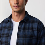 Small Plaid Flannel Shirt // Blue + Black (M)