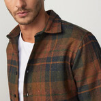 Big Plaid Flannel Shirt // Orange + Blue + Green (M)
