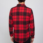 Big Plaid Flannel Shirt // Red + Black (L)