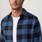 Checkered Flannel Shirt // Black + Blue (M)