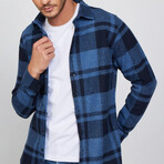Big Plaid Flannel Shirt // Blue + Black (M)