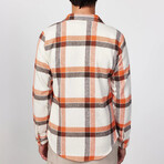Big Windopane Flannel Shirt // Beige + Burgundy + Red (XS)