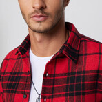 Big Plaid Flannel Shirt // Red + Black (L)