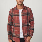 Big Plaid Flannel Shirt // Light Brown + Black + White (XS)