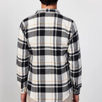 Big Plaid Flannel Shirt // White + Black + Brown (XL)